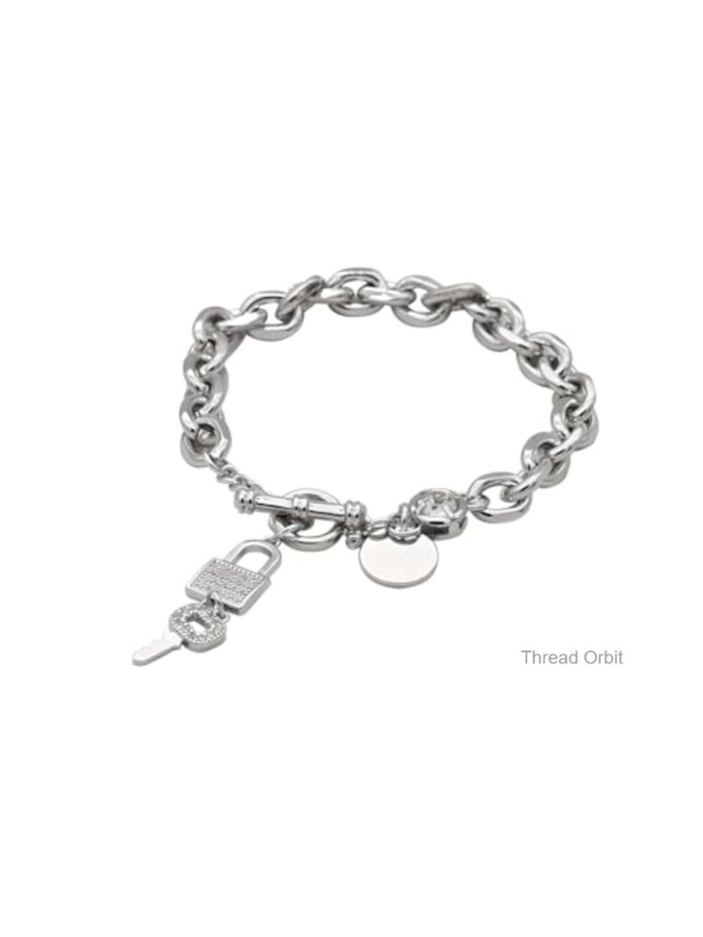 Sterling Silver Locking Bracelet with Key, Lobster Clasp, Chain Bracelet,
